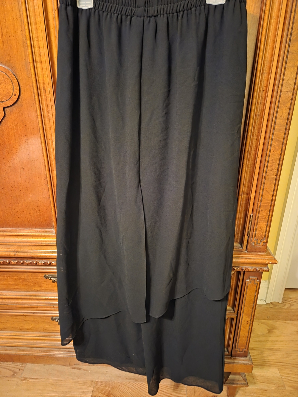 Tom Barra Black Crepe Dress Pants w/ Long Gauzy Overlay Pieces  Sz 16W